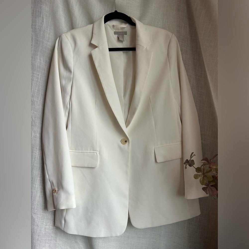 H&M white classic oversized blazer